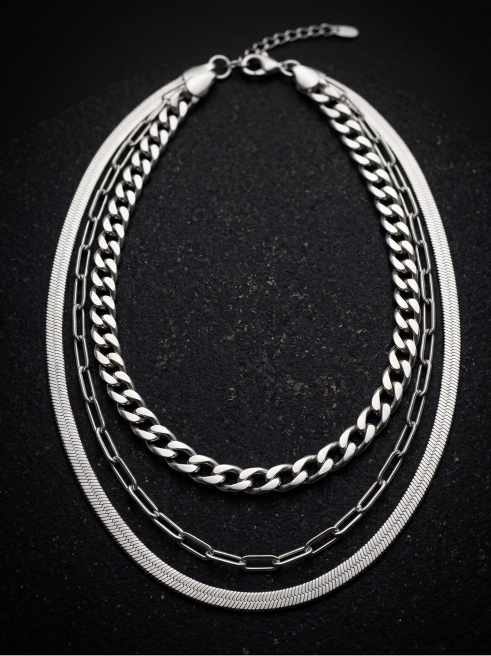 Elegant Silver Chain Necklace Set - Picture 1 of 2